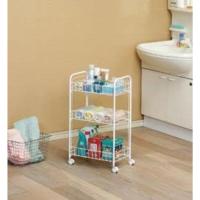 Servicio de cocina, almacenamiento, 2 estantes, 1 cesta de almacenamiento, con ruedas, cocina, sala de estar - Kitchen Wagon CW-005 - Marrón - details 26
