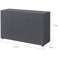 74 x 117 x 36 cm - con 2 Cajones y 3 Puertas - Organizador de Oficina - Aparador - Cajonera Multiusos - Mueble Auxiliar - Efecto Roble Oscuro - Negro - details 7