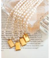 Collar de perlas delicado con temperamento francés, colgante cuadrado para mujer, cadena para clavícula, joyería chapada en oro de acero de titanio - details 6