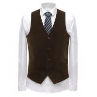 Chaleco de terciopelo para hombre con cuello en V, chalecos de traje formales, chalecos de traje de un solo pecho de moda para hombre, chaqueta sin mangas con bolsillos - details 2