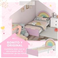 Cama para Niños de 3-6 Años Diseño de Arcoíris Mueble Moderno de Dormitorio 143x74x66 cm Rosa - details 2