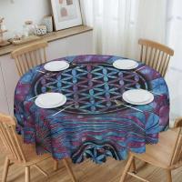 Mantel circular mandala, flor de loto de la vida, impermeable, resistente al aceite, 60 pulgadas, forma geométrica sagrada - details 41