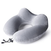 Almohada de Viaje Inflable para el Cuello con Terciopelo Suave Funda Lavable para Viajar en avión, Tren, Coche, Oficina, casa - details 0