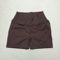 Hamidou pantalones cortos deportivos para mujer, Shorts de Yoga con cintura cruzada, gimnasio, entrenamiento, correr, cintura alta, realce de cadera, sin costuras, Fitness - details 1