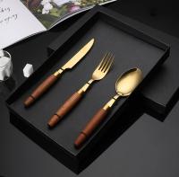 Cuchillo de Carne de Acero Inoxidable Tenedor, Cuchara, Palillos, Mango de Madera Bueno, Vajilla de Regalo, Platos de Cocina, Juegos Completos - details 10