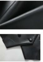 Chaleco negro de cuero PU suave para primavera y otoño, chaqueta elegante sin mangas, oficina con botones dobles, 2024 para mujer al aire libre - details 13