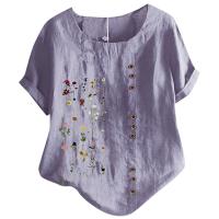 Blusa informal de lino y algodón para mujer, camisa elegante de manga corta con botones, Tops bohemios de talla grande, ropa de calle 2024 - details 4