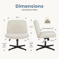Silla de Oficina Moderna Ajustable Estilo Cruzado de Piernas Ancha sin Brazos - details 10