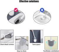 Cepillo De Inodoro De Silicona Con Mango Largo Y Soporte Para Secado Rápido Accesorio De Baño Flexible Y Ecológico - details 4