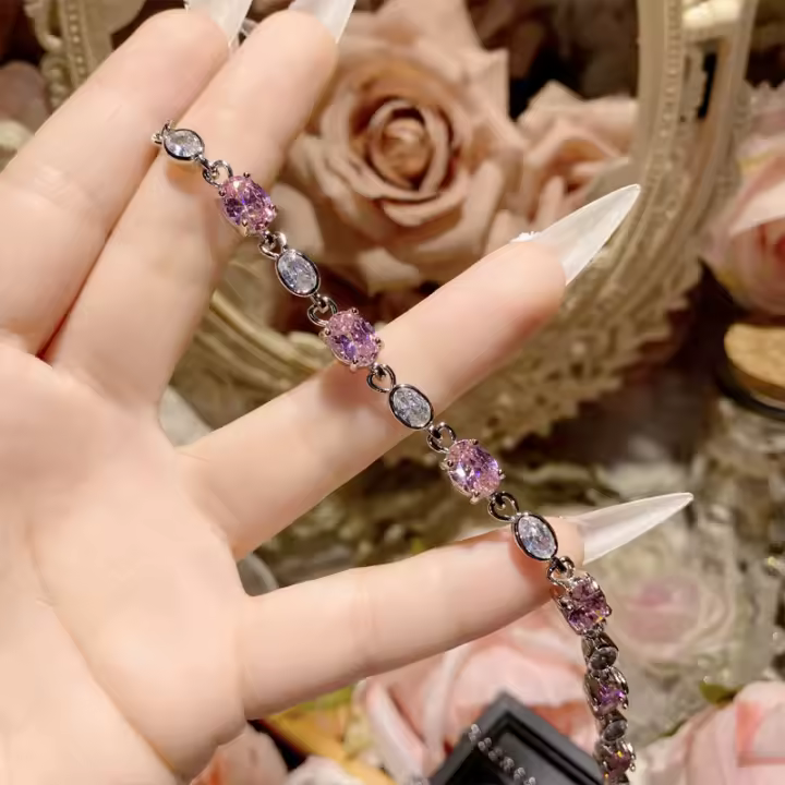 Brillante Pulsera de Granada de Diamante de Shancha Joyería de Mano de Piedra Preciosa de Rosas y Rubíes de China - 1