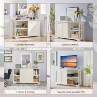 Aparador Buffet Cocina Aparador para Salon con Puerta Corredera Vitrinas de Estrecho para Salón Sala de Estar 106x33x63cm Blanco - details 26