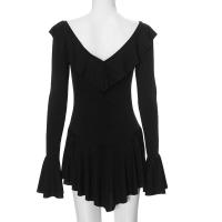 Vestido D24DS372 para mujer con volantes, cuello puntiagudo, tirantes y mangas acampanadas - details 17