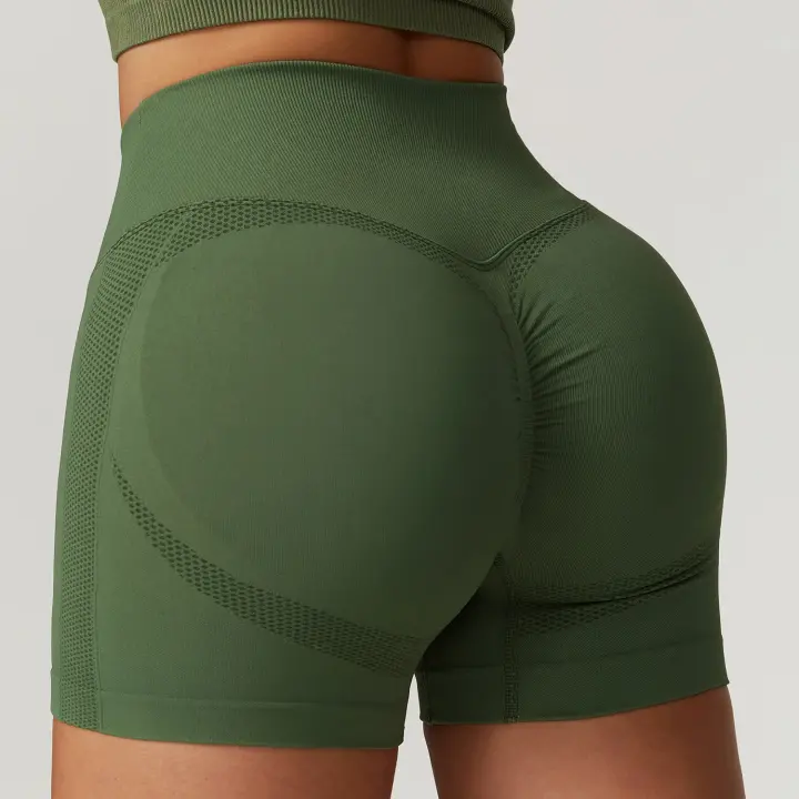 Pantalones cortos de Yoga sin costuras para mujer, ropa deportiva para Fitness, levantamiento de glúteos, gimnasio, correr - 1