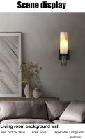 Lámpara de pared de mármol Natural de lujo para decoración del hogar, candelabro de 15,7 "para mesita de noche, sala de estar, dormitorio, pasillo, accesorios de iluminación, E27 - details 6