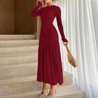 Mia Muse Vestidos de mujer para todas las estaciones Elegante cintura con flecos franceses en diseño Manga larga Cuello redondo Adorno de lechuga Vestidos de aniversario - details 6
