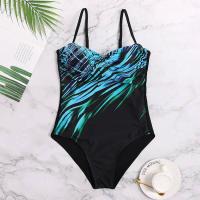 Trajes de baño de una pieza con estampado floral para mujer, traje de baño cerrado de talla grande, con elevador, para piscina y playa - details 18