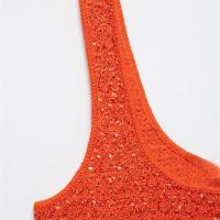 PB & ZA2025, tirantes anchos con lentejuelas, cuello cuadrado, tops con tirantes informales sencillos y sueltos, nueva ropa de verano para mujer - details 12