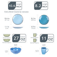 Vancasso-vajilla de cerámica de color Navia Oceano, juego de 16 piezas con plato de cena, plato de postre, tazón de 800ml, juego de tazas y vajilla - details 1