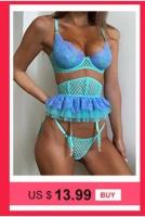 Lencería erótica, ropa interior sexy de encaje hueco, conjuntos exóticos transparentes, conjunto sensual de sujetador con aros y bragas con ligas - details 4