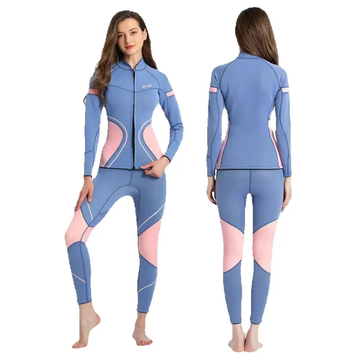 Traje de neopreno profesional para mujer, a prueba de frío, cálido, 3mm, Top, pantalones, traje dividido, traje de neopreno para nadar y surfear - 1