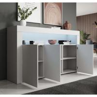 Aparador Aker con Luz LED y 3 Puertas Blanco Mate, 155x91,5x37 cm Ideal para Sala de Estar, Comedor, Mueble TV de Melamina - details 4