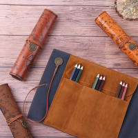 Retro Treasure Map PU Leather Pencil Case - Big Capacity for Makeup, Brushes, and School Supplies - details 5
