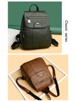 Mochila De Cuero Suave Para Mujer En 5 Colores Bolsa De Hombro Vintage Casual Viaje Mochila De Escuela Bolsa Para Damas - details 20