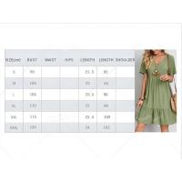 Vestido casual de verano para mujer con cintura elegante y manga corta estilo bohemio, vestido línea A de poliéster hasta la rodilla. - details 0