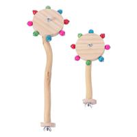 Bolas giratorias de madera, soporte interactivo para pájaros, cuidado de los dientes coloridos, pararrayos giratorio para loros, varilla de madera Natural - details 0