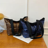 Bolso de mano de algodón con almohadilla espacial para mujer, bolsa de viaje de hombro acolchada, de gran capacidad, impermeable, a la moda, Invierno - details 22