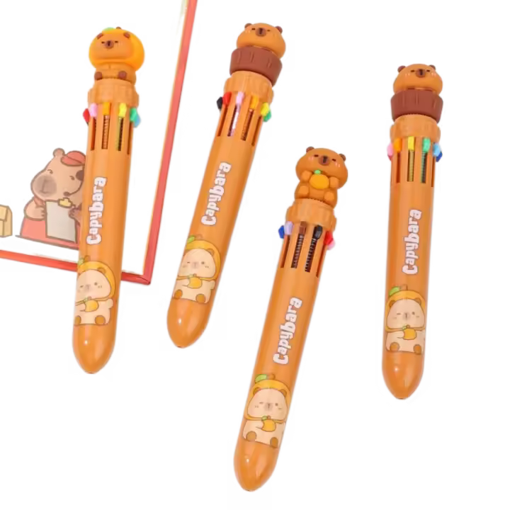 Bolígrafo de capibara de 0,7 puntas, bolígrafos de escritura creativos de dibujos animados Kawaii, escritura de prensa suave, bolígrafo de diez colores para estudiantes - 1