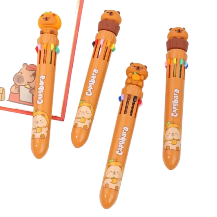 Bolígrafo de capibara de 0,7 puntas, bolígrafos de escritura creativos de dibujos animados Kawaii, escritura de prensa suave, bolígrafo de diez colores para estudiantes - 1