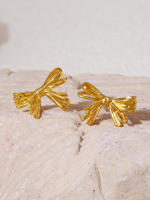 Prevenir La Alergia de Arce inoxidable de 18 Quilates Chapado Charm Joyería 2025 Estilo Caliente impermeable de oro Bowknot Bow nude Stud Pendientes - details 13