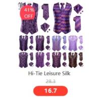 Chaleco de seda sólida para hombre, corbata de color champán, rosa, azul, verde, morado y rojo, gemelos de pañuelo, clips formales para boda y negocios - details 41