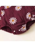 Verano recién nacido bebé niñas de 0 a 18 meses mameluco estampado de girasol sin mangas lindo mono de una pieza para niños - details 3