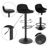 1 Uds. Taburetes de bar ajustables en altura 360 °   Silla de bar giratoria con respaldo, taburete de terciopelo con reposapiés de metal para cocina - details 8