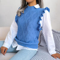 Suéter de punto sin mangas con volantes para mujer, chaleco informal, Otoño e Invierno - details 16