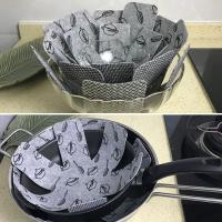 Protectores de sartén antiarañazos para ollas, almohadillas divisoras antiadherentes con estampado gris, 5 piezas - details 5