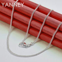Collar de cadena lateral de plata para mujeres y hombres, joyería de 2 mm, 16-30 pulgadas - details 5