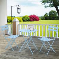 Muebles de exterior, juego de mesa de bistró, mesa y sillas de acero de 3 piezas, juego de bistró plegable para césped, balcón, patio trasero - details 8