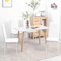 Juego de 4 Sillas de Comedor Nórdicas Sillas de Cocina Tapizadas de Piel Sintética con Patas de Acero Carga 120 kg para Salón 41x50x97 cm Blanco - details 1