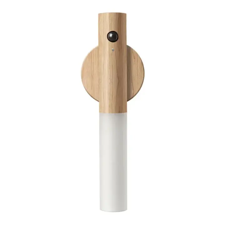 Luz LED de noche pequeña de inducción de cuerpo humano, carga USB, pasillo, armario, imitación de madera, arte - 1