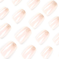 Kit de Manicura Casera Brillante Uñas Artificiales Medianas con Brillo de Rosa Nude - details 3