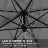 Sombrilla de Jardín Playa 267,5x240 cm con 8 Costillas Función de Inclinación y Manivela - details 14