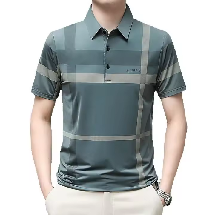 2025 nueva camisa polo de verano de manga corta, camiseta simple de negocios para jóvenes, ropa holgada de talla grande para hombres - 1