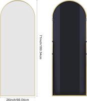 Cuerpo Entero Curvado, Espejos Grandes de Pared con Marco de Aluminio 161 x 52 cm, Espejo de Pie Inclinado o Colgante para Salón, Dormitorio, Entrada, Negro - details 39