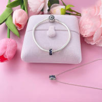 Cuentas de plata de ley 925 con diseño de galaxia, estrellas azules y en forma de corazón, compatibles con pulsera Original Pandora, cuentas, regalo de joyería para mujer - details 7