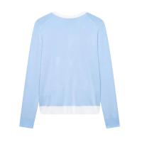 PB & ZA 2025 Chaqueta de punto de manga larga con cuello redondo y borde empalmado, cárdigan versátil informal sencillo con una hilera de botones para mujer - details 4