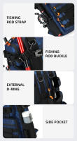Señuelo con soporte para caña, bolsa para equipo de acampada, caza al aire libre, senderismo, accesorios de pesca, mochila táctica - details 8