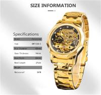 Reloj mecánico automático transparente Forsining 199A de lujo de primera calidad con esqueleto de moda avanzada, correa de acero, relojes antiguos luminosos para hombre - details 2